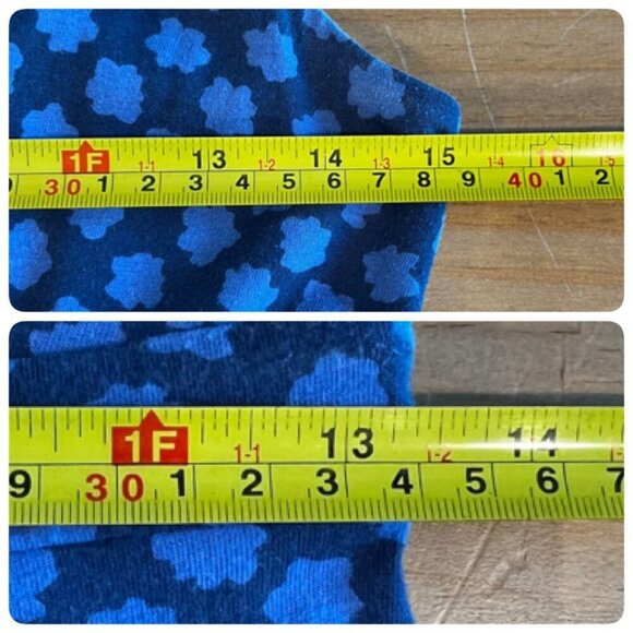 Boden Knee Length Floral Retro Dress Jersey Ruched Sz 4R in Blue Floral - Picture 10 of 11